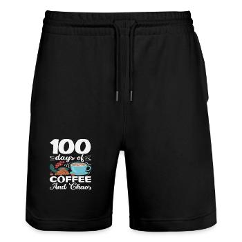 100 jours de café et chaos Teacher Design - Short de jogging bio TRAINER Stanley/Stella unisexe - noir - Devant - Nik (191cm) & Marisol (170cm)