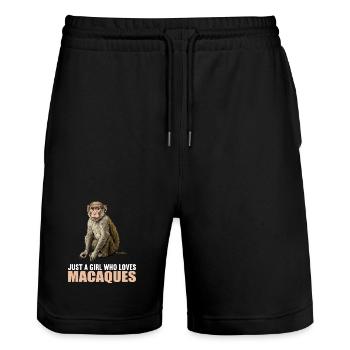 Macaque Macaque - Stanley/Stella Trainer Unisex Organic Jogging Shorts - black - Front - Nik (191cm) & Marisol (170cm)