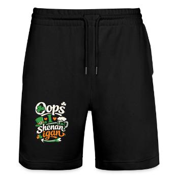 Oops I Shenanigan | St Patrick's Day Wortspiel - Stanley/Stella Unisex Bio Joggingshorts Trainer  - Schwarz - Vorne - Nik (191cm) & Marisol (170cm)