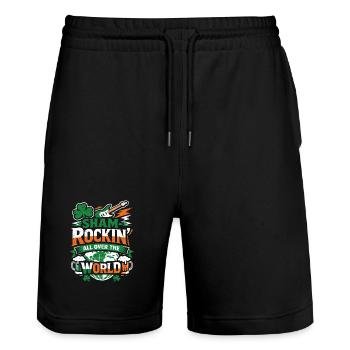 ShamRockin All Over The World - Stanley/Stella Unisex Bio Joggingshorts Trainer  - Schwarz - Vorne - Nik (191cm) & Marisol (170cm)