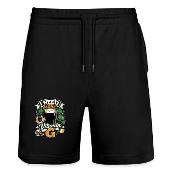 J’ai besoin de plus de vitamine G | Bière Stout | Saint Patrick - Short de jogging bio TRAINER Stanley/Stella unisexe - noir - Devant - Nik (191cm) & Marisol (170cm)