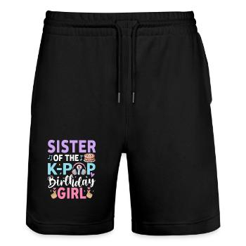 Sœur de la fille d’anniversaire de la K-Pop - Short de jogging bio TRAINER Stanley/Stella unisexe - noir - Devant - Nik (191cm) & Marisol (170cm)
