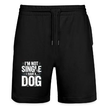 I'm Not Single – I Have a Dog - Stanley/Stella Unisex Bio Joggingshorts Trainer  - Schwarz - Vorne - Nik (191cm) & Marisol (170cm)