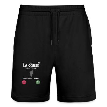 La Corse M’Appelle Faut Que J’Y Aille Humour - Short de jogging bio TRAINER Stanley/Stella unisexe - noir - Devant - Nik (191cm) & Marisol (170cm)