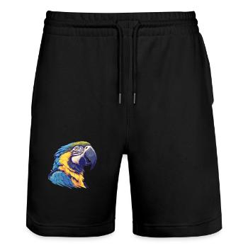 Macaw's Era - Stanley/Stella Trainer Unisex Organic Jogging Shorts - black - Front - Nik (191cm) & Marisol (170cm)