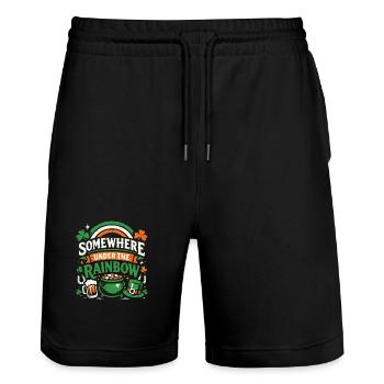 Under The Rainbow | St. Patrick's Day - Stanley/Stella Unisex Bio Joggingshorts Trainer  - Schwarz - Vorne - Nik (191cm) & Marisol (170cm)