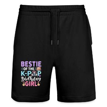 Meilleure amie de la fille d’anniversaire de la K-Pop - Short de jogging bio TRAINER Stanley/Stella unisexe - noir - Devant - Nik (191cm) & Marisol (170cm)