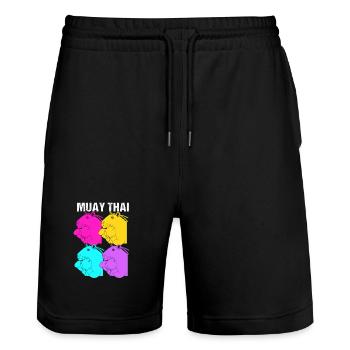 Thai boxing Kickboxer Kickboxing Muay thai - Stanley/Stella Unisex Bio Joggingshorts Trainer  - Schwarz - Vorne - Nik (191cm) & Marisol (170cm)