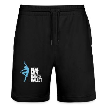 Real Men Dance Ballet T-Shirt – Ballet Dancer - Stanley/Stella Trainer Unisex Organic Jogging Shorts - black - Front - Nik (191cm) & Marisol (170cm)