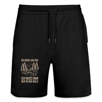 Jagd Jagen Waidmann Jäger - Stanley/Stella Unisex Bio Joggingshorts Trainer  - Schwarz - Vorne - Nik (191cm) & Marisol (170cm)