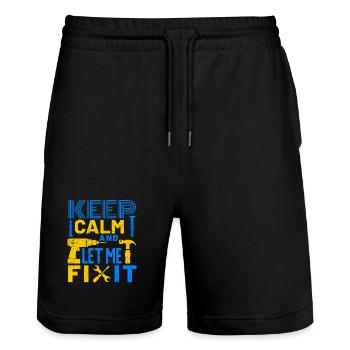 Keep Calm and Let me Fix It - Stanley/Stella Trainer Unisex Organic Jogging Shorts - black - Front - Nik (191cm) & Marisol (170cm)