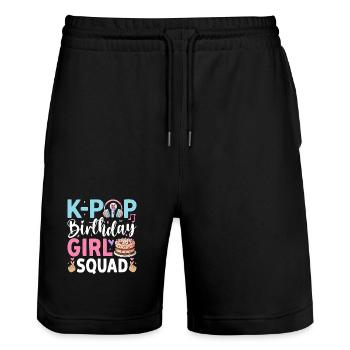 K-Pop Birthday Girl Squad - Stanley/Stella Trainer Unisex Organic Jogging Shorts - black - Front - Nik (191cm) & Marisol (170cm)
