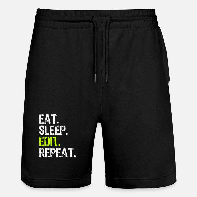 Mange, dors, édite, répète - Short de jogging bio TRAINER Stanley/Stella unisexe - noir