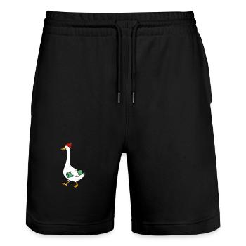 Goose with knitted hat and yoga mat - Stanley/Stella Trainer Unisex Organic Jogging Shorts - black - Front - Nik (191cm) & Marisol (170cm)