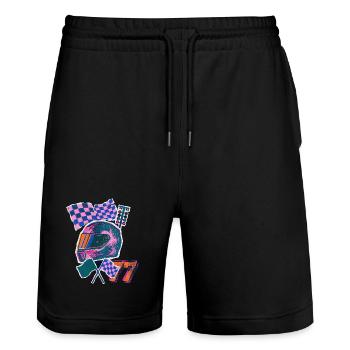 Retro Wave Driver - Stanley/Stella Trainer Unisex Organic Jogging Shorts - black - Front - Nik (191cm) & Marisol (170cm)