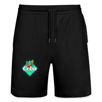 Cebu Insel Philippinen Kokosnuss Retro Souvenir - Stanley/Stella Unisex Bio Joggingshorts Trainer  - Schwarz - Vorne - Nik (191cm) & Marisol (170cm)