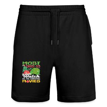 Wahrscheinlich Weihnachtsfilme Gucker Lustig - Stanley/Stella Unisex Bio Joggingshorts Trainer  - Schwarz - Vorne - Nik (191cm) & Marisol (170cm)