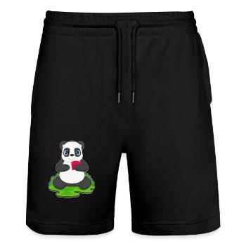 Panda Poker Poker Card Game - Stanley/Stella Trainer Unisex Organic Jogging Shorts - black - Front - Nik (191cm) & Marisol (170cm)