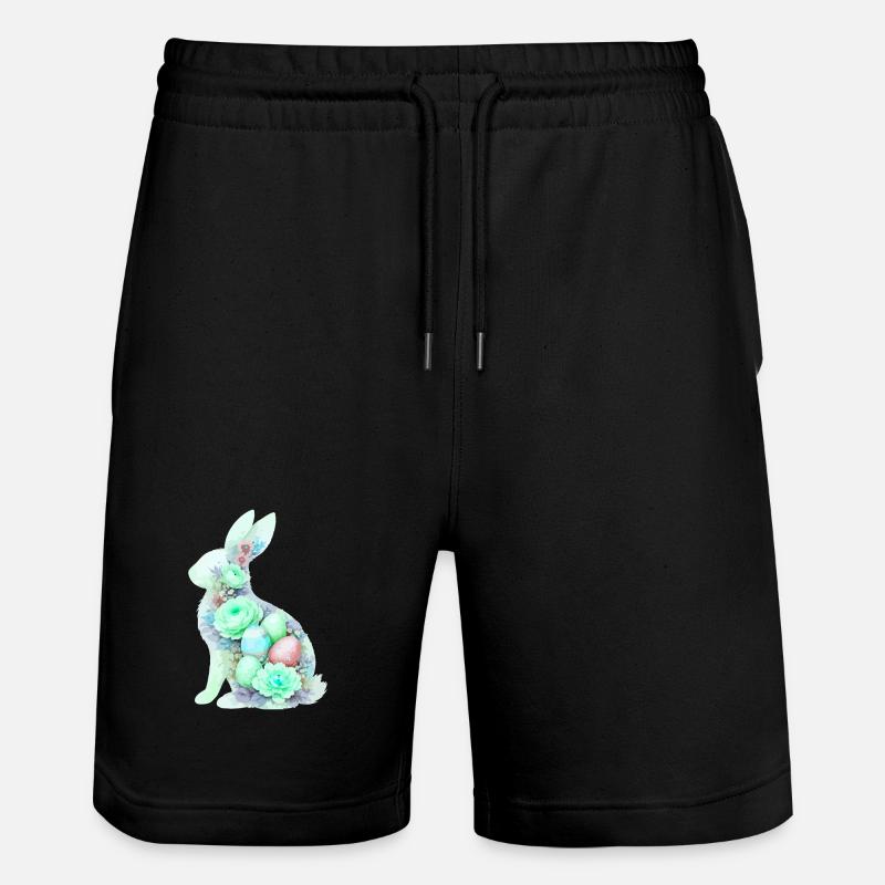 Aquarelle de Pâques du Lapin - Short de jogging bio TRAINER Stanley/Stella unisexe - noir