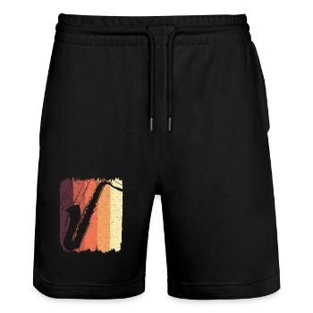 Saxophonist Vintage-Retro-Saxophon-Saxophon - Stanley/Stella Unisex Bio Joggingshorts Trainer  - Schwarz - Vorne - Nik (191cm) & Marisol (170cm)