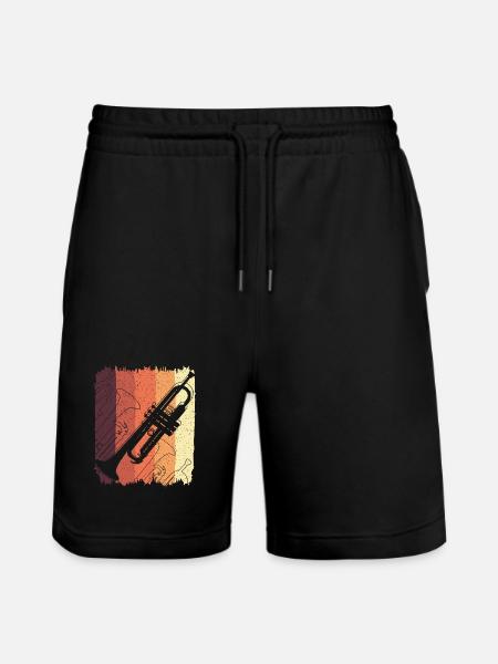Trumpet Graffiti on Sunset Stripes - Stanley/Stella Trainer Unisex Organic Jogging Shorts - black