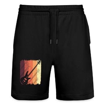 Retro Guitar Sunset Stripes - Stanley/Stella Trainer Unisex Organic Jogging Shorts - black - Front - Nik (191cm) & Marisol (170cm)