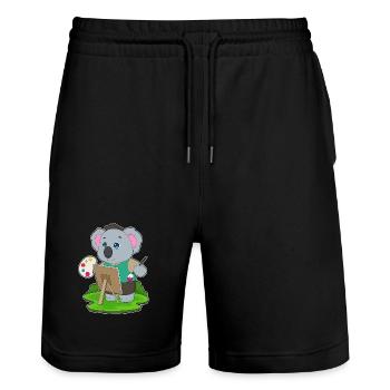 Koala Maler Pinsel Malen - Stanley/Stella Unisex Bio Joggingshorts Trainer  - Schwarz - Vorne - Nik (191cm) & Marisol (170cm)