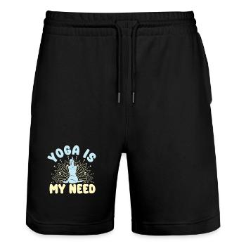 Le yoga est mon besoin Yoga drôle - Short de jogging bio TRAINER Stanley/Stella unisexe - noir - Devant - Nik (191cm) & Marisol (170cm)