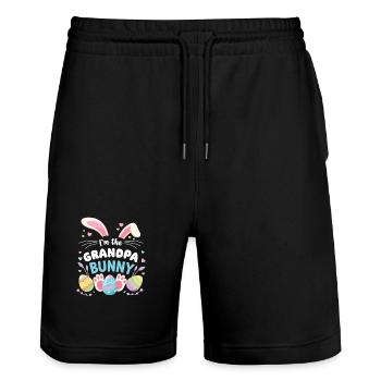 Ich Bin Der Opa Bunny Süßes - Stanley/Stella Unisex Bio Joggingshorts Trainer  - Schwarz - Vorne - Nik (191cm) & Marisol (170cm)