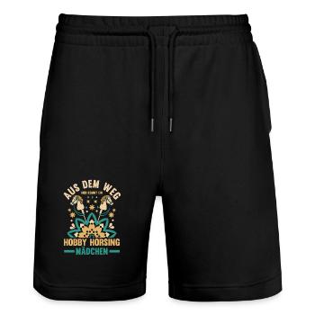 Steckenpferd Hobbyhorse Hobby Horsing - Stanley/Stella Unisex Bio Joggingshorts Trainer  - Schwarz - Vorne - Nik (191cm) & Marisol (170cm)