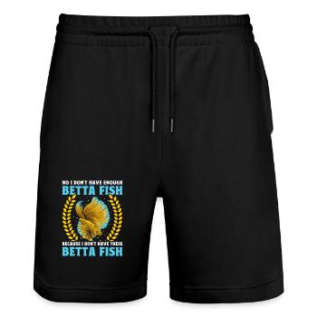  Betta Fish Owner Aquarist Fishkeeper Siamese - Stanley/Stella Trainer Unisex Organic Jogging Shorts - black - Front - Nik (191cm) & Marisol (170cm)