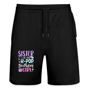 Sister Of The K Pop Birthday Girl - Stanley/Stella Trainer Unisex Organic Jogging Shorts - black - Front - Nik (191cm) & Marisol (170cm)