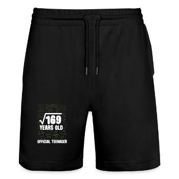 Mathe 13. Geburtstag Wurzel 169 Teenager - Stanley/Stella Unisex Bio Joggingshorts Trainer  - Schwarz - Vorne - Nik (191cm) & Marisol (170cm)