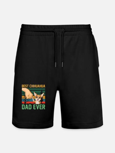 Best Chihuahua Dad Ever Retro Tee - Stanley/Stella Trainer Unisex Organic Jogging Shorts - black