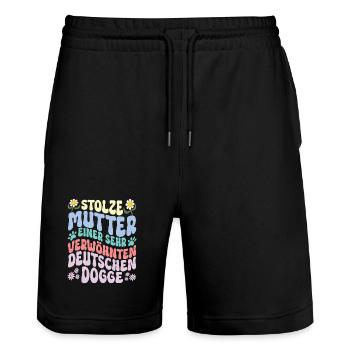 Stolze Hundemama einer Dogge - Stanley/Stella Unisex Bio Joggingshorts Trainer  - Schwarz - Vorne - Nik (191cm) & Marisol (170cm)