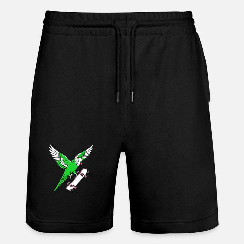Dessin animé du Perroquet Vert - Short de jogging bio TRAINER Stanley/Stella unisexe - noir