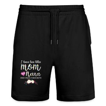 Mom Nana Gift Idea Floral Shirt - Stanley/Stella Trainer Unisex Organic Jogging Shorts - black - Front - Nik (191cm) & Marisol (170cm)