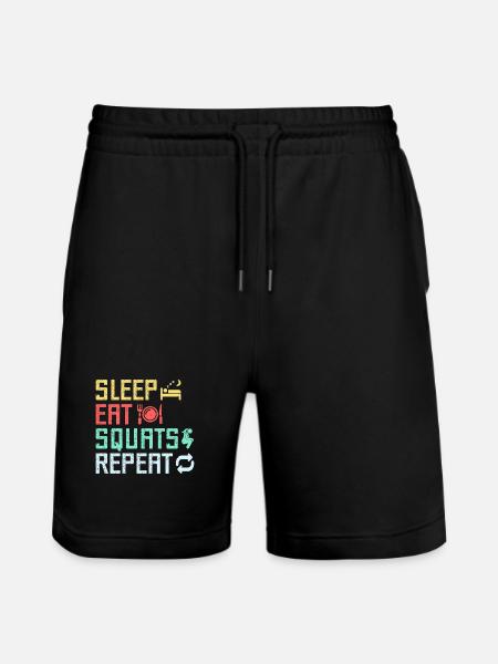 Fitness Fanatics Sleep Eat Squats Repeat - Stanley/Stella Trainer Unisex Organic Jogging Shorts - black