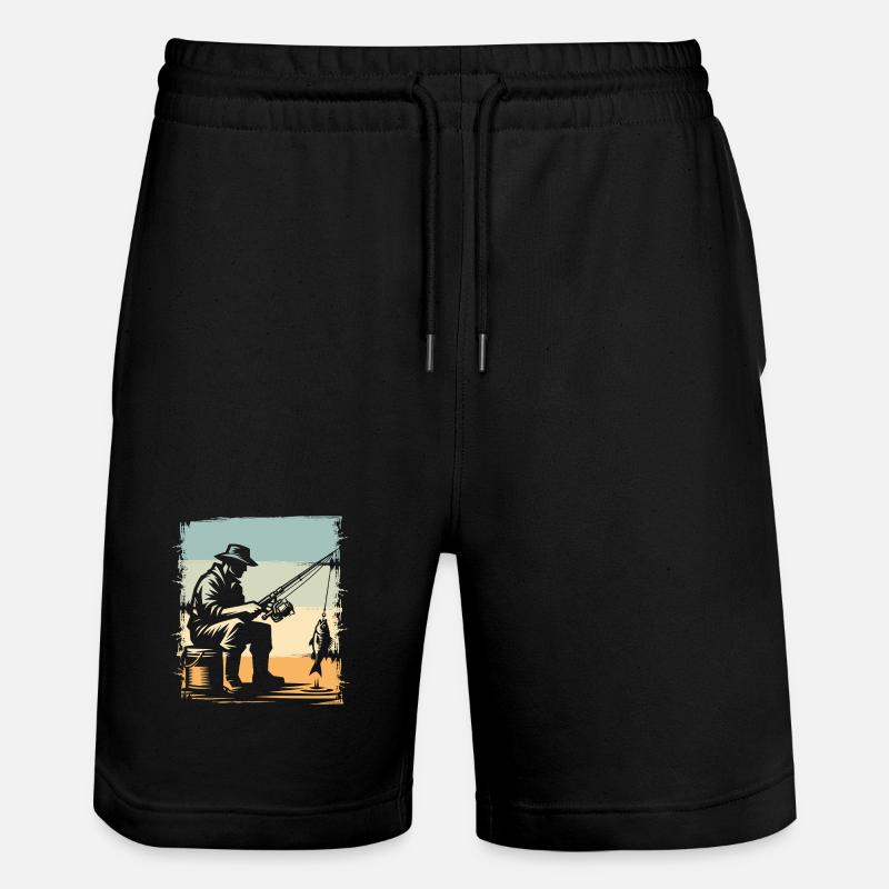 Fischer am Meeresufer im Retrostil - Stanley/Stella Unisex Bio Joggingshorts Trainer  - Schwarz