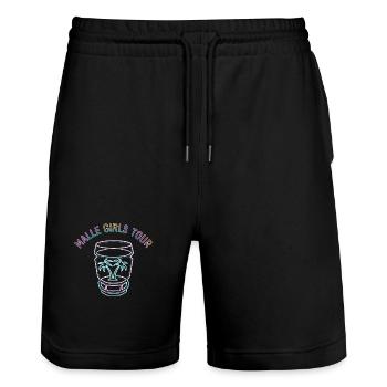 Équipe de tournée des filles de Malle - Short de jogging bio TRAINER Stanley/Stella unisexe - noir - Devant - Nik (191cm) & Marisol (170cm)