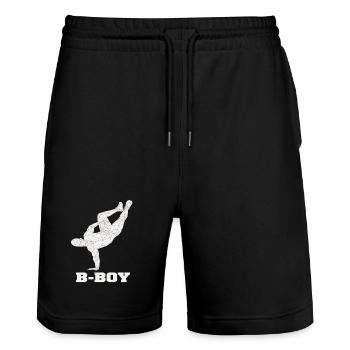 Breakdance B-Boy Streetdance Hip Hop - Stanley/Stella Unisex Bio Joggingshorts Trainer  - Schwarz - Vorne - Nik (191cm) & Marisol (170cm)