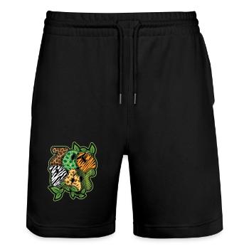 Safari Tiere Zoo Party Dschungel Zoo Geburtstag - Stanley/Stella Unisex Bio Joggingshorts Trainer  - Schwarz - Vorne - Nik (191cm) & Marisol (170cm)