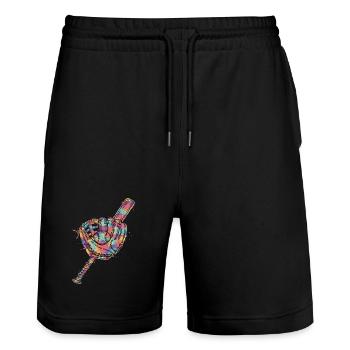 Gant Balle et Batte de Baseball Multicolore   - Short de jogging bio TRAINER Stanley/Stella unisexe - noir - Devant - Nik (191cm) & Marisol (170cm)
