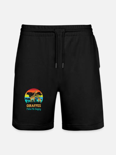 Giraffes Make Me Happy - Funny Giraffe - Stanley/Stella Trainer Unisex Organic Jogging Shorts - black