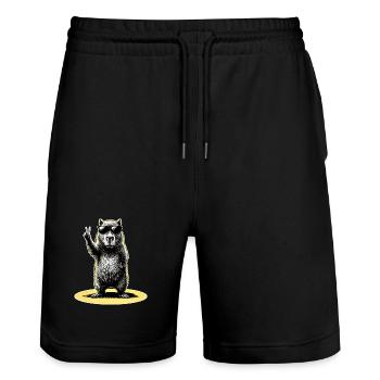 Paix de Capybara - Short de jogging bio TRAINER Stanley/Stella unisexe - noir - Devant - Nik (191cm) & Marisol (170cm)