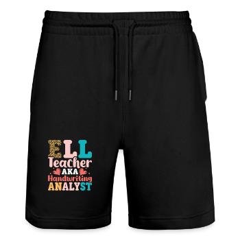 ELL-Lehrer englische Sprache - Stanley/Stella Unisex Bio Joggingshorts Trainer  - Schwarz - Vorne - Nik (191cm) & Marisol (170cm)