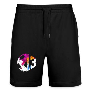 NO. 13 FOOTBALLER NUMBER 13 FOOTBALL 13TH BIRTHDAY - Stanley/Stella Trainer Unisex Organic Jogging Shorts - black - Front - Nik (191cm) & Marisol (170cm)