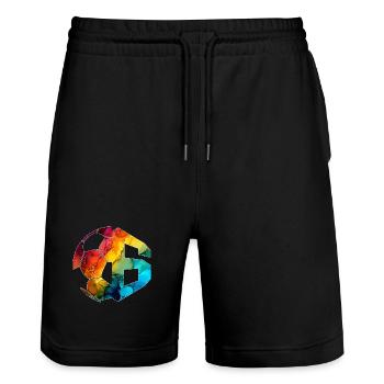 NO. 6 FOOTBALLER NUMBER 6 FOOTBALL 6TH BIRTHDAY - Stanley/Stella Trainer Unisex Organic Jogging Shorts - black - Front - Nik (191cm) & Marisol (170cm)