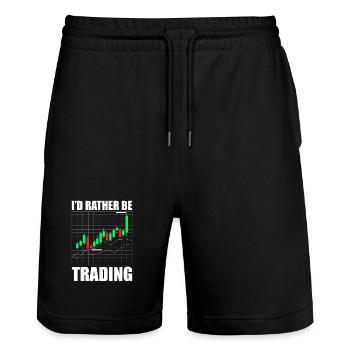 Je préférerais trader en bourse - Short de jogging bio TRAINER Stanley/Stella unisexe - noir - Devant - Nik (191cm) & Marisol (170cm)