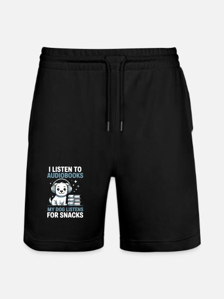 Dogs Audiobook Fans Reading Bookish Gift - Stanley/Stella Trainer Unisex Organic Jogging Shorts - black